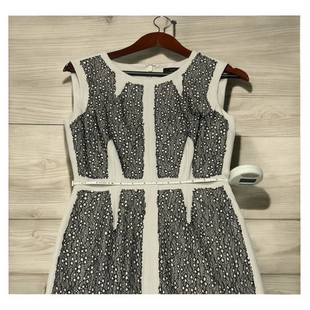 BCBGMaxAzria White and Black Lace Overlay Dress - Picture 5 of 6